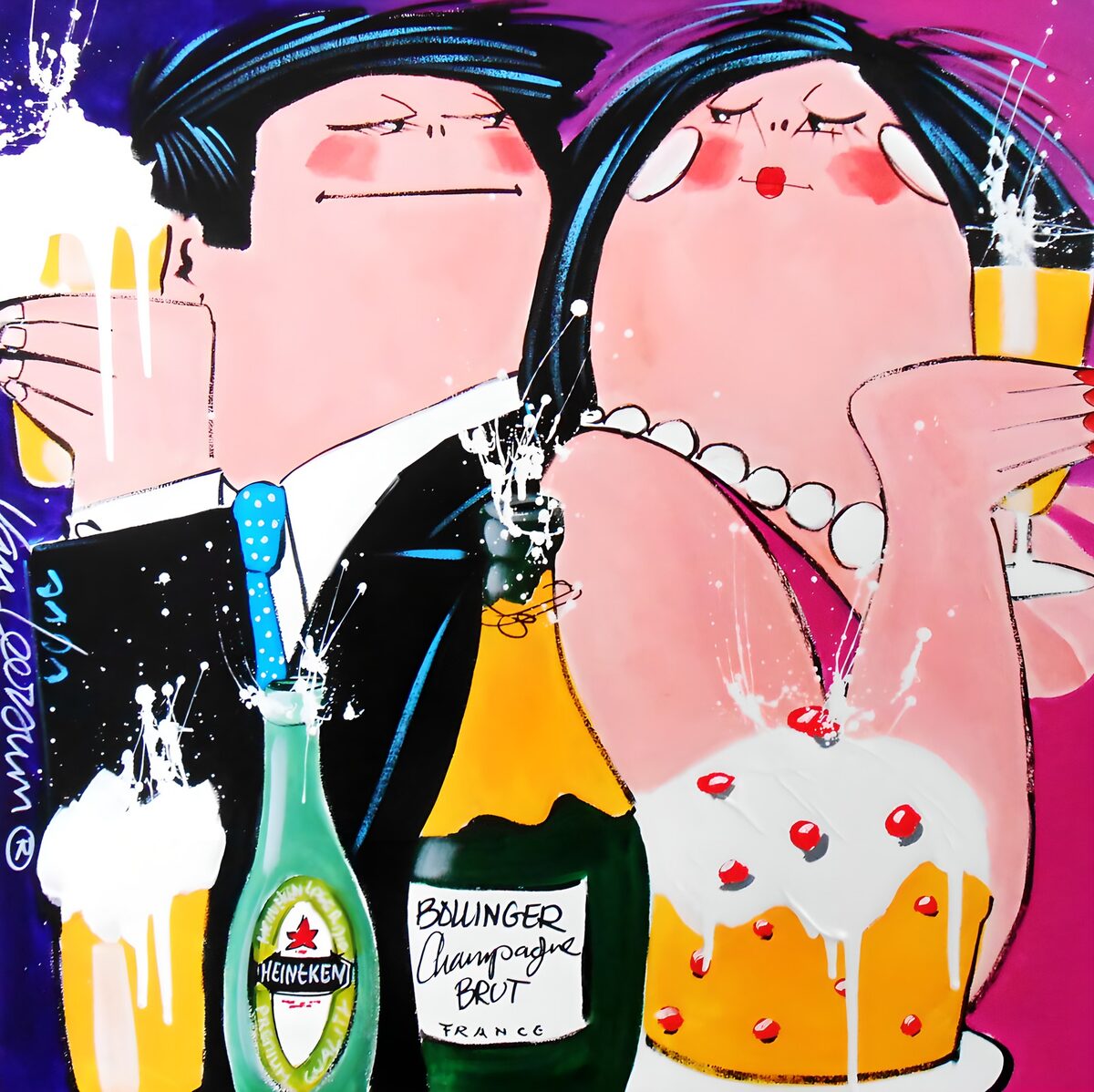 Et par skåler med øl og champagne
