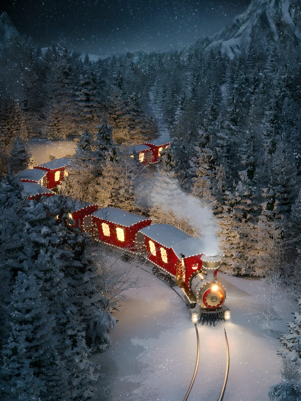 HPDK79197: Juletog gennem skoven i vinternatten