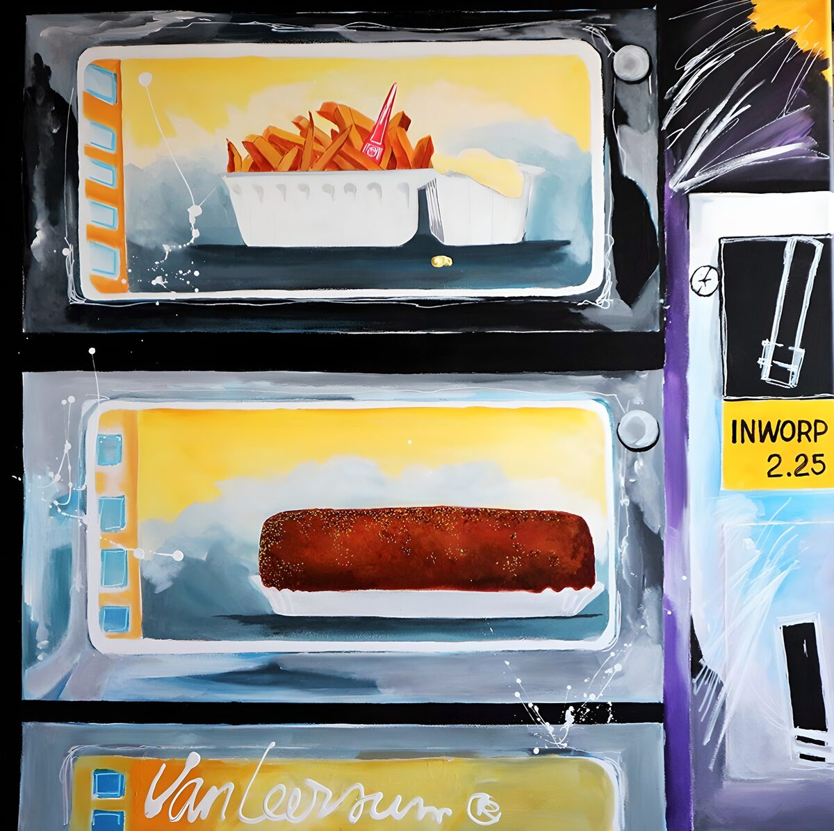 Snackautomat med fritter og farveglæde