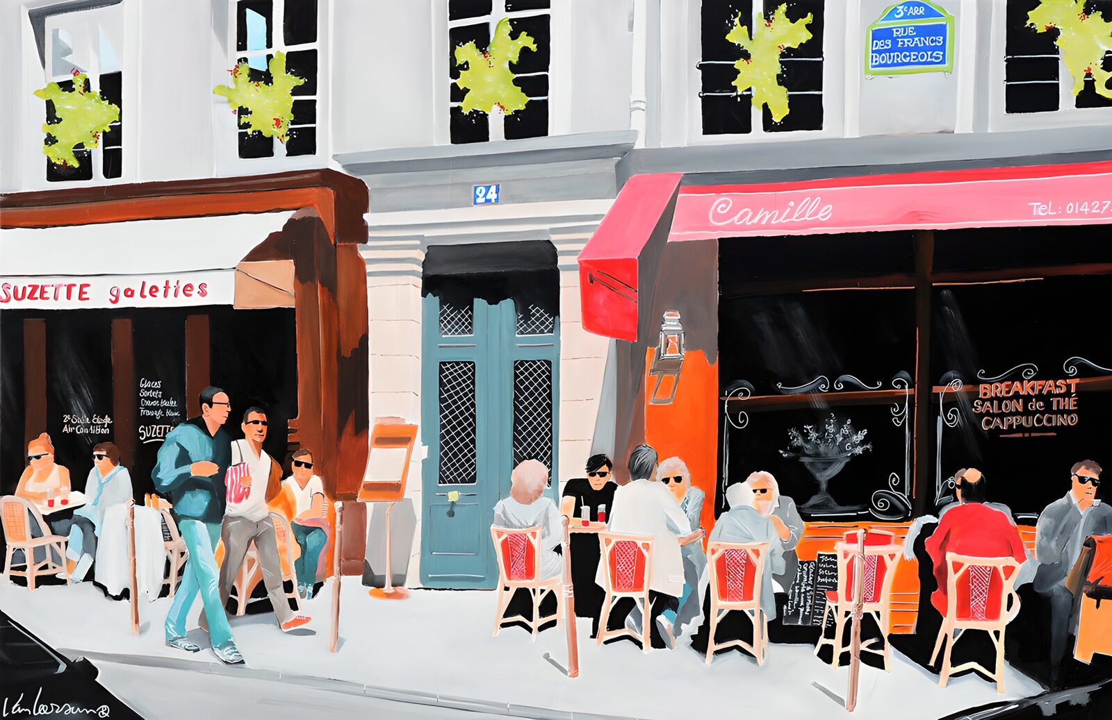 HPDK60923: Fortovscafé i Paris med liv og farver