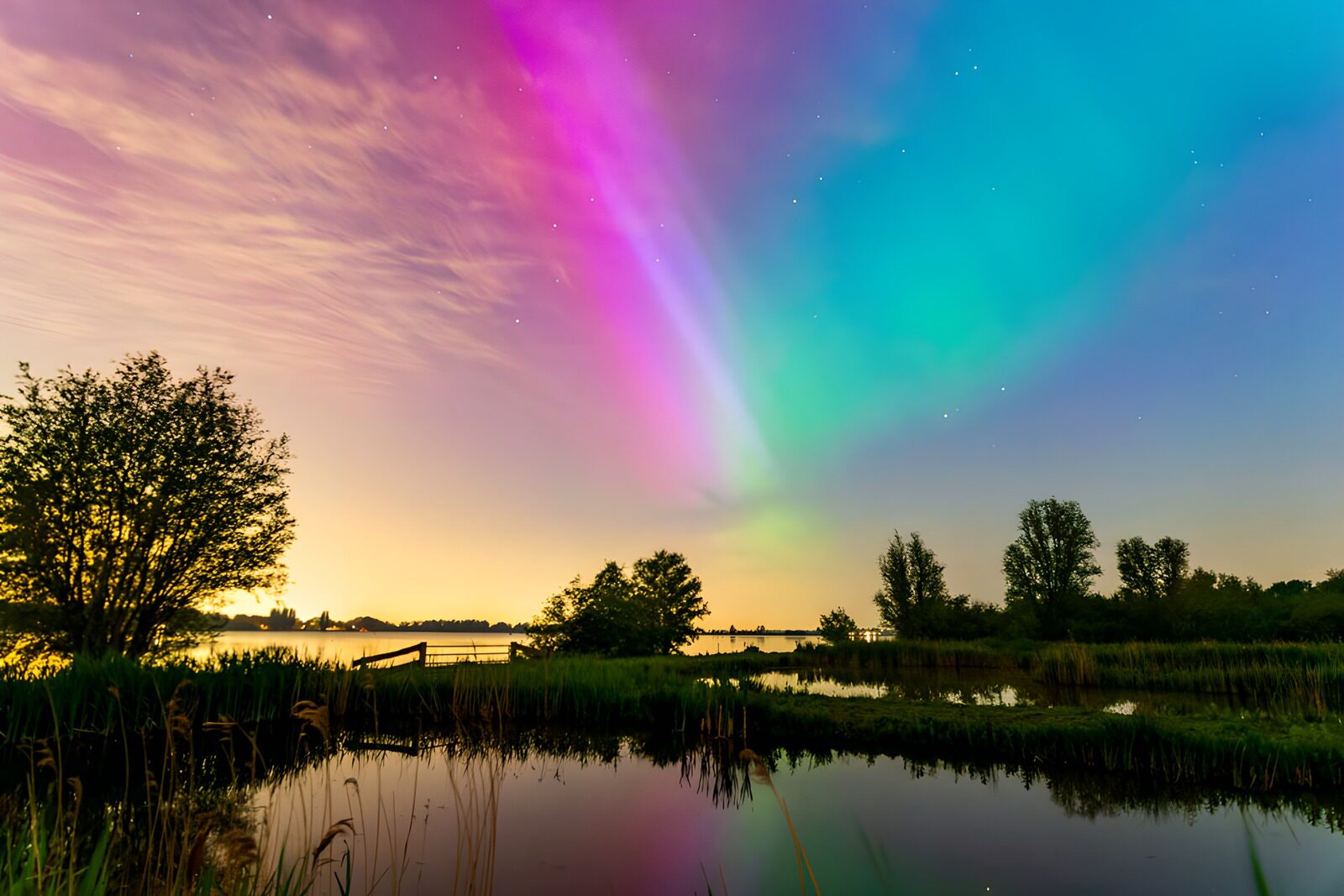 HPDK98079: Nordlys over mosens stille vand