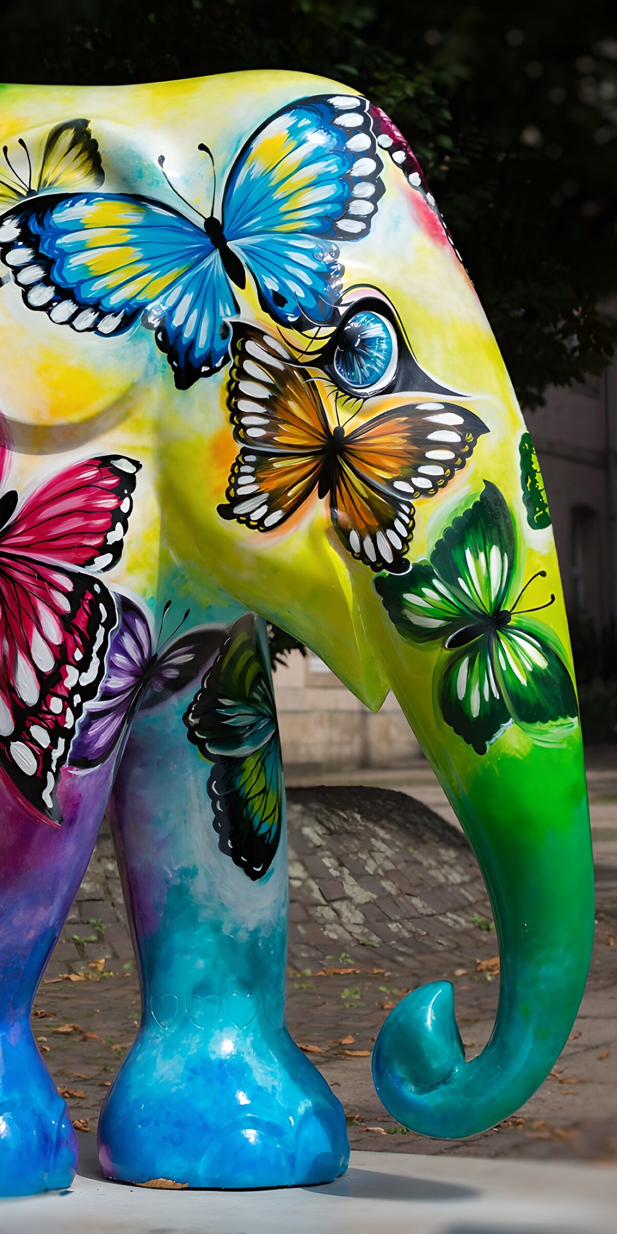HPDK69545: Farverig elefant med sommerfugle