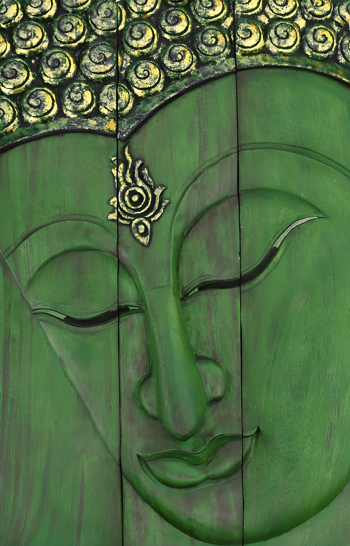 HPDK33563: Grønt Buddhaansigt med et stille smil