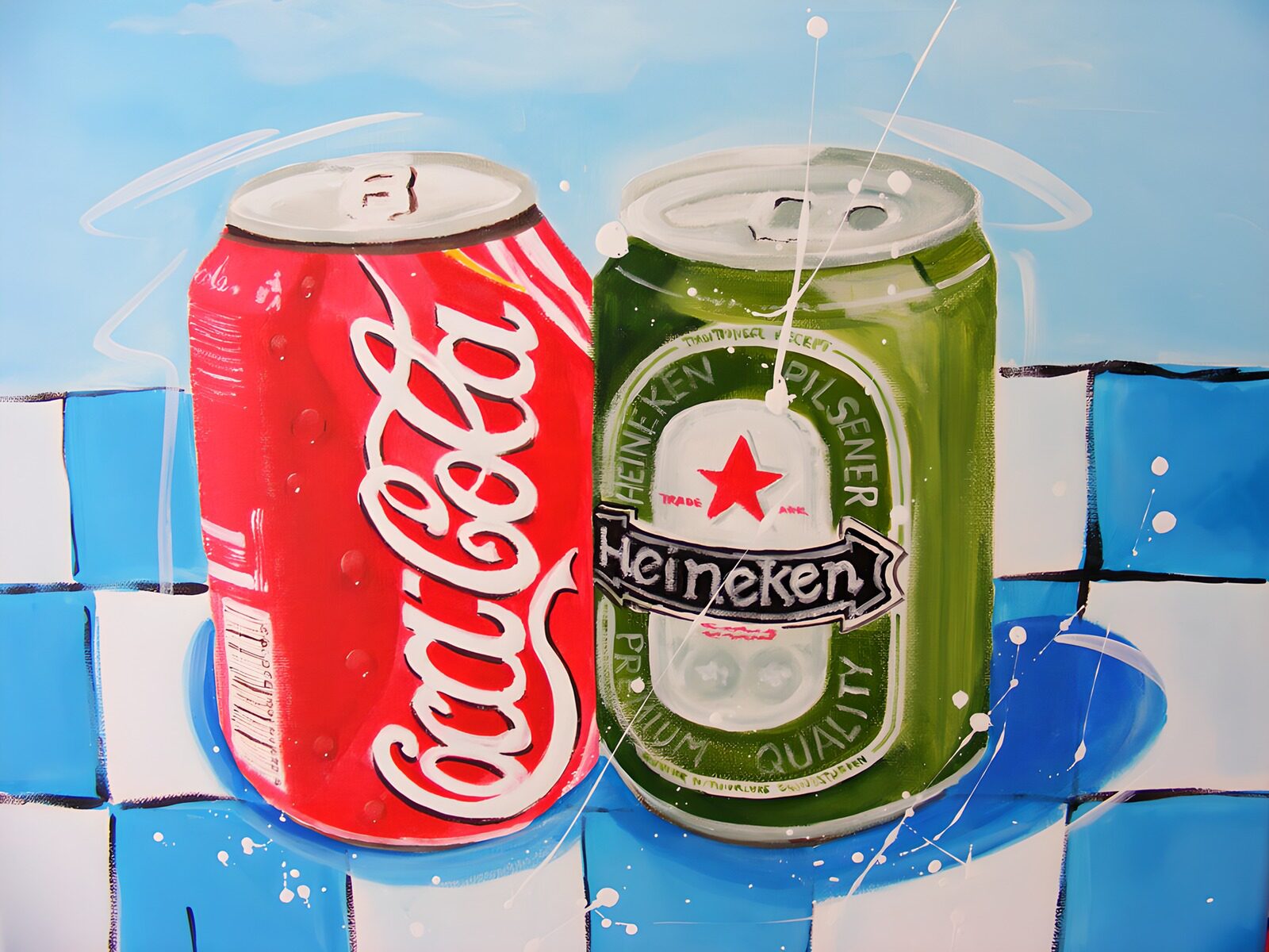 HPDK91588: Cola og øl på fliser med farvespil