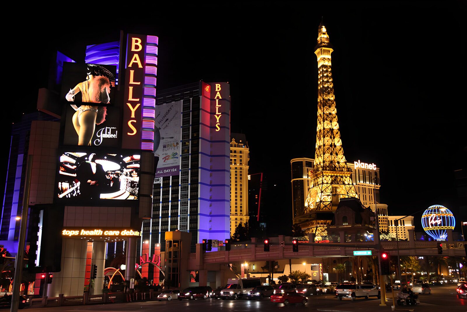 HPDK43077: Eiffeltårnets kopi i Las Vegas' neonlys