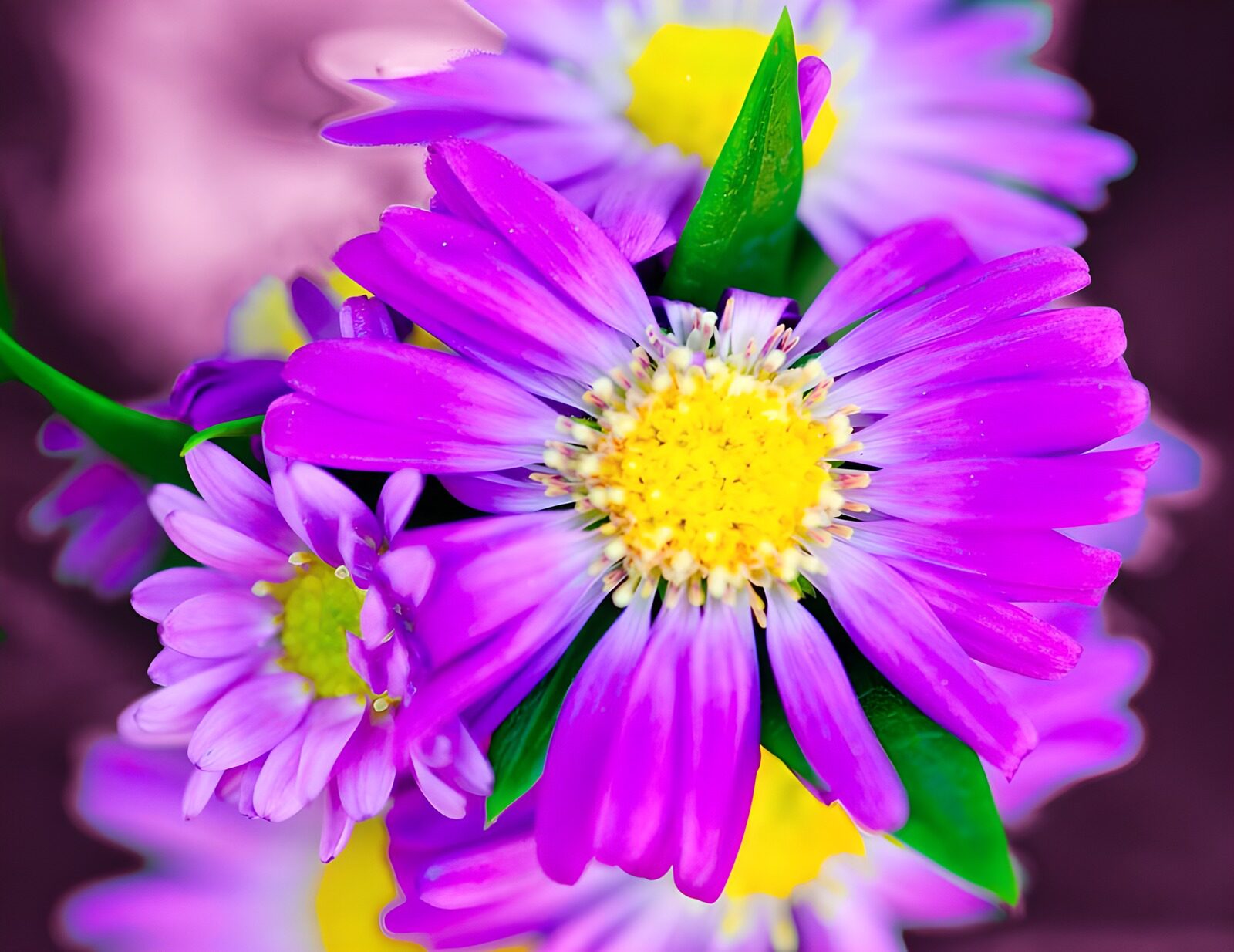 HPDK67045: Lilla og pink asters i fuldt flor