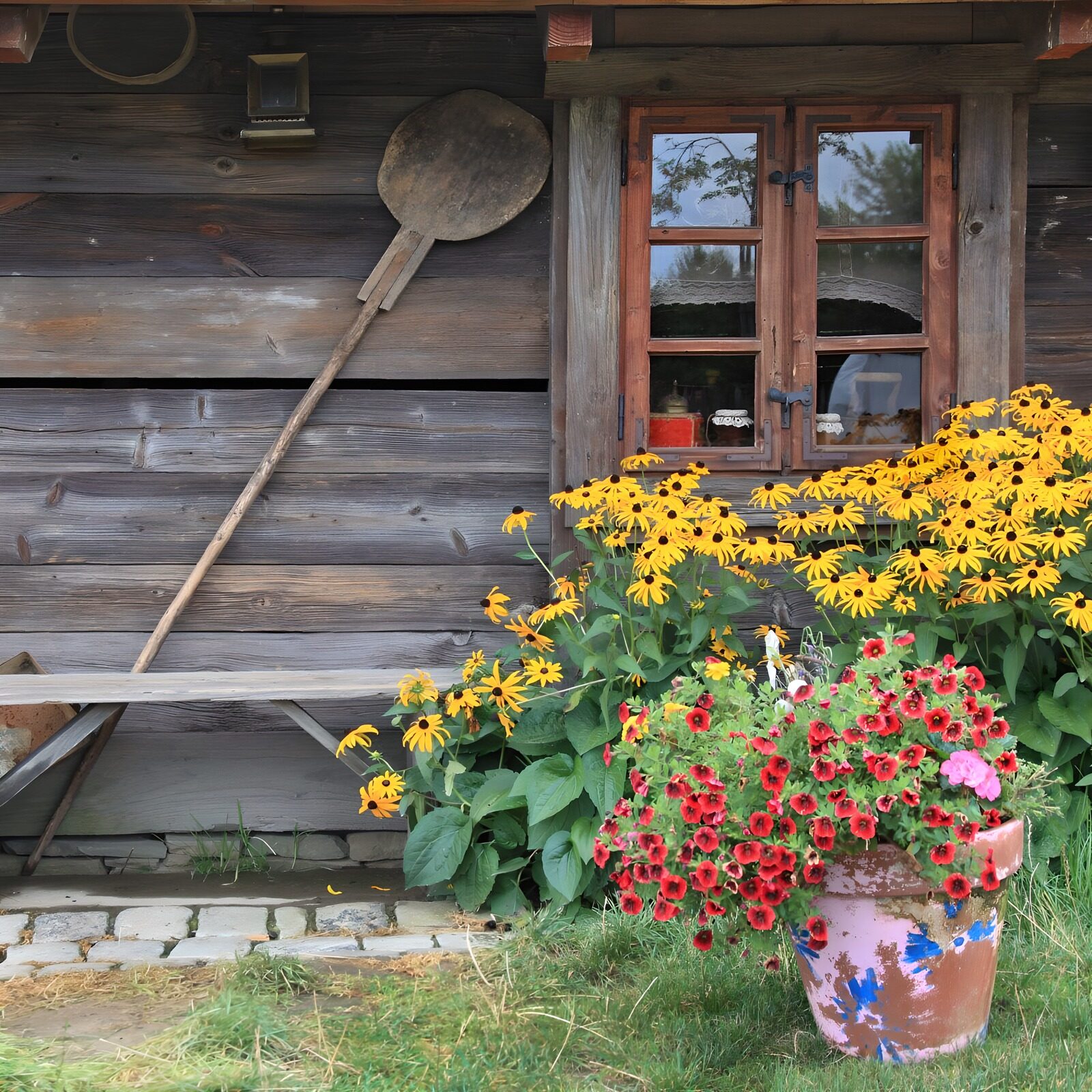 HPDK96778: Træfacade med blomster og sommerro