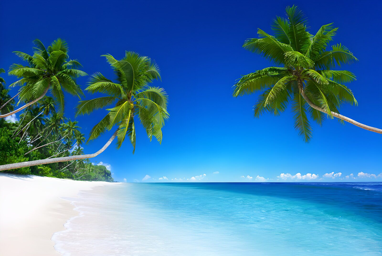 HPDK64420: Sol over palmer, hvidt sand og turkis hav