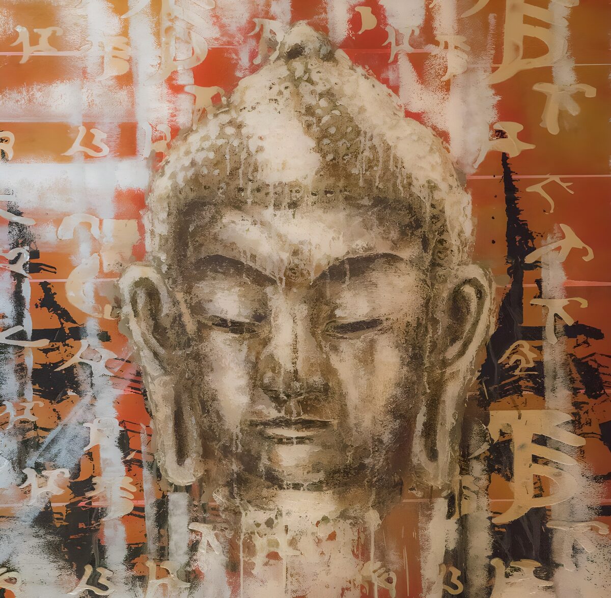 Buddhahoved i varme jordfarver