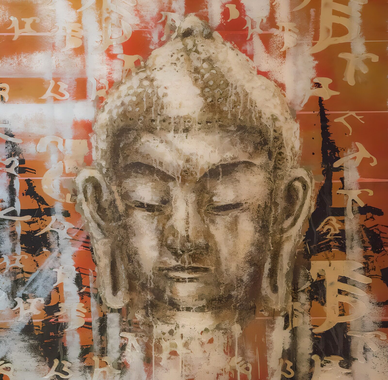 HPDK57569: Buddhahoved i varme jordfarver