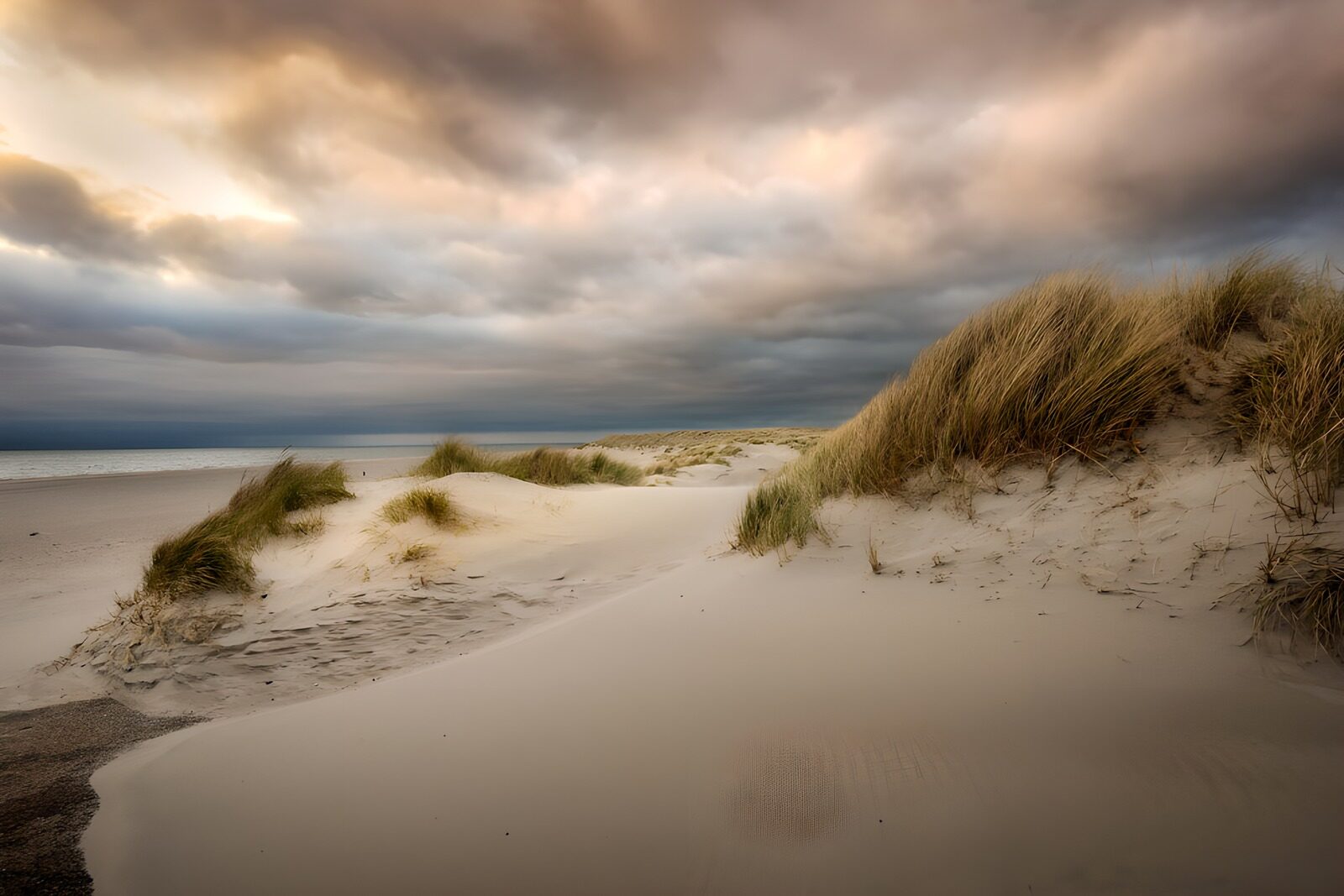 HPDK86339: Lyse klitter under en tung skyhimmel